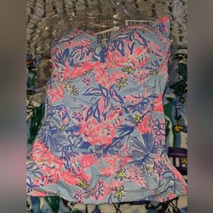 Nwt Lilly Pulitzer peggi Tankini Top Size 2 Multi Elephant Splash